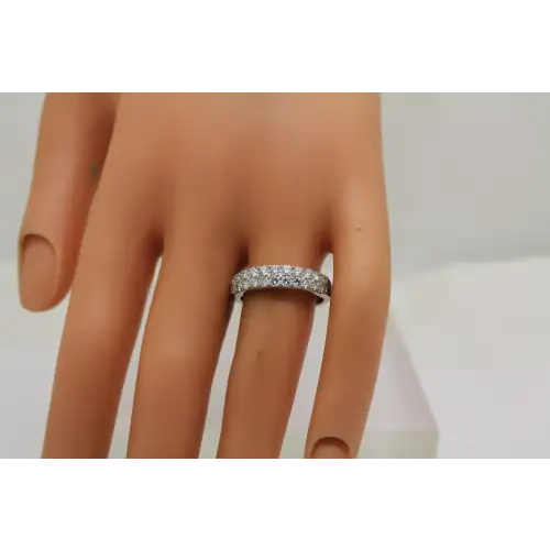 ELO 14k W.G. .90ctw DIAMOND DOUBLE ROW BAND ring size 8 #