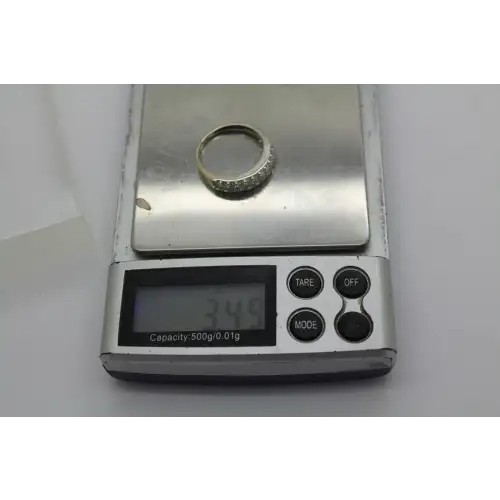 ELO 14k W.G. .90ctw DIAMOND DOUBLE ROW BAND ring size 8 #