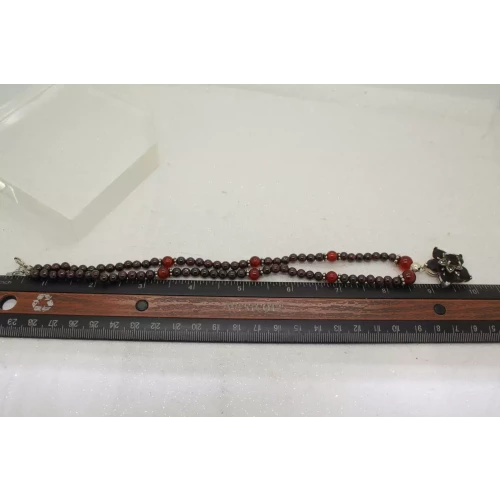 Estate .925 S.S. GARNET BEADED with GARNET pendant necklace 18