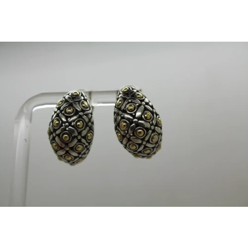 EXOTIC DENI BALI .925 18k Y.G. SOKA FLOWER LEVER BACK earrings