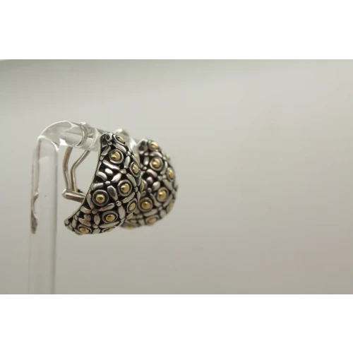 EXOTIC DENI BALI .925 18k Y.G. SOKA FLOWER LEVER BACK earrings