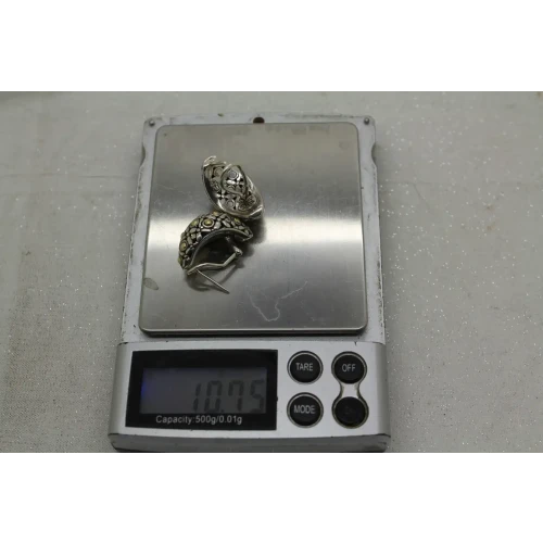 EXOTIC DENI BALI .925 18k Y.G. SOKA FLOWER LEVER BACK earrings