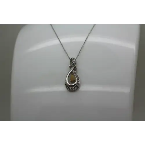 FAS .925 S.S. NATURAL OPAL & DIAMOND DOUBLE INFINITY necklace