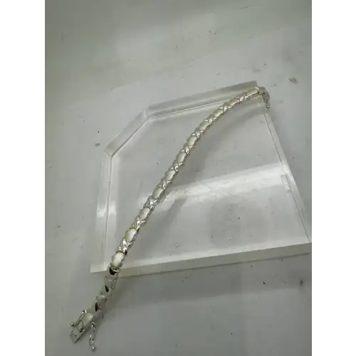 FAS .925 Sterling Silver XO HEART LINK Bracelet 7.5