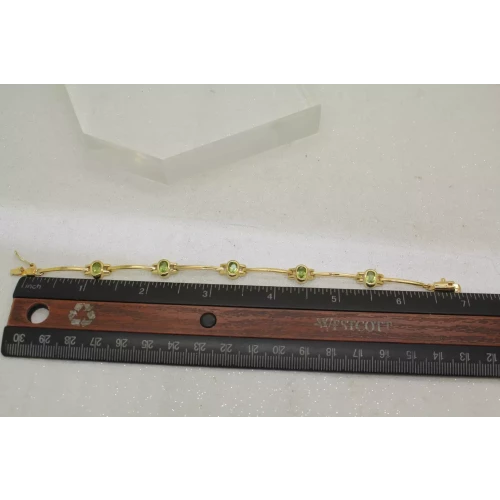 FAS gold over .925 S.S. PERIDOT OVAL & BAR LINK DESIGN bracelet 7