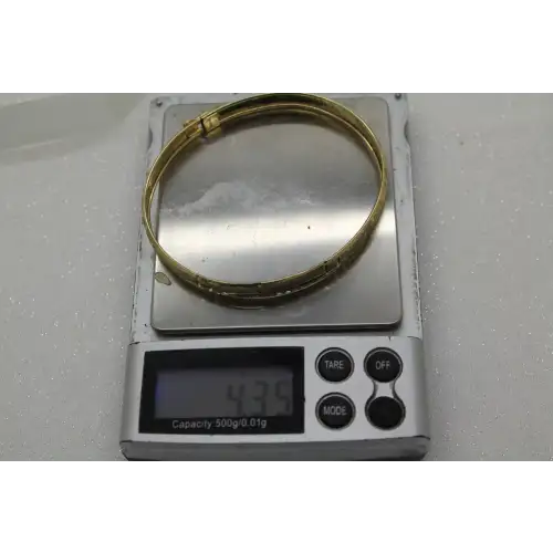 FAS Vermeil .925 S.S. FROSTED ETCHED DESIGN Latch Bangle #