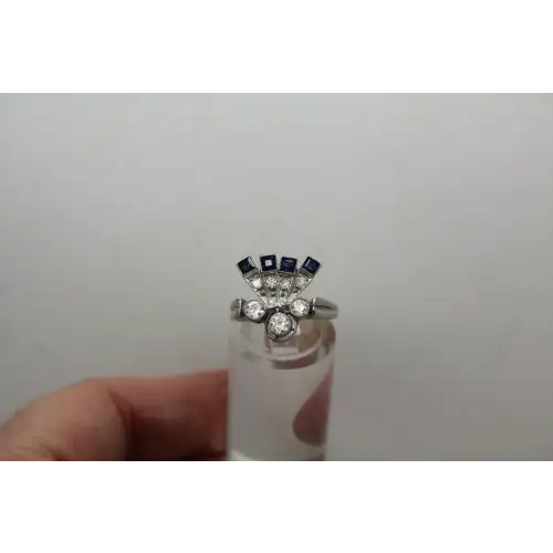 FC 14k W.G. .33ctw DIAMOND &  TOPAZ UNIQUE DESIGN ring size 6 #