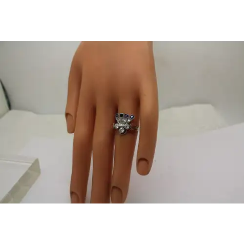 FC 14k W.G. .33ctw DIAMOND &  TOPAZ UNIQUE DESIGN ring size 6 # (2)