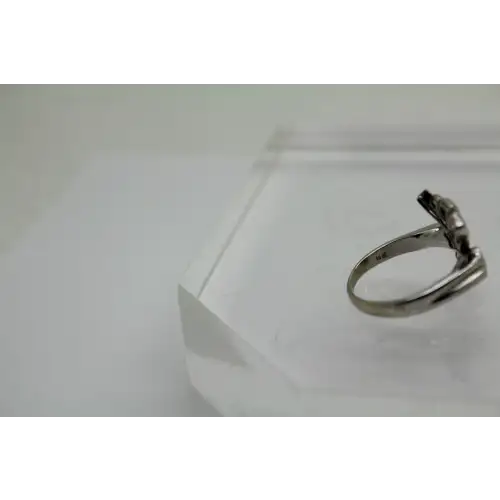 FC 14k W.G. .33ctw DIAMOND &  TOPAZ UNIQUE DESIGN ring size 6 # (3)