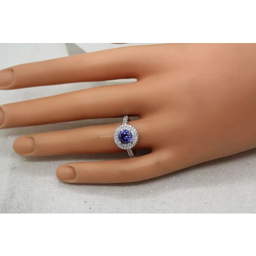 FC .925 S.S. BLUE & WHITE DOUBLE HALO CZ ring size 8
