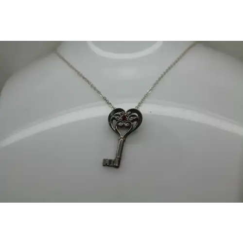 FM 79 FRANKLIN MINT .925 S.S. RUBY VALENTINE KEY necklace