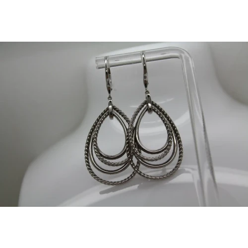 GABRIEL & CO. .925 S.S. MULTI ROW OF ROPE TEARDROP dangle earrings