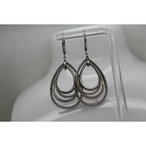 GABRIEL & CO. .925 S.S. MULTI ROW OF ROPE TEARDROP dangle earrings