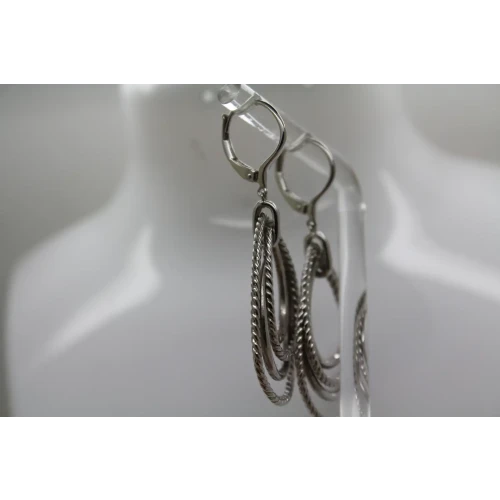 GABRIEL & CO. .925 S.S. MULTI ROW OF ROPE TEARDROP dangle earrings