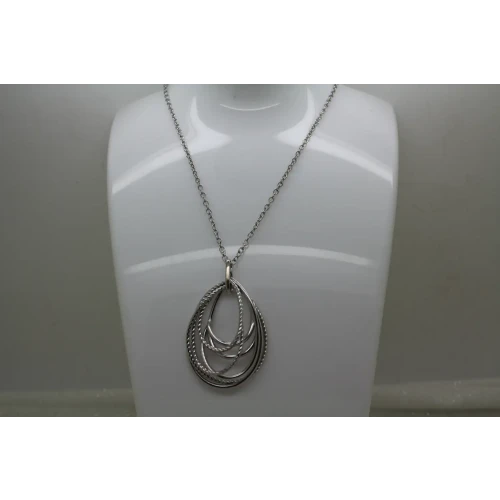 GABRIEL & CO. 925 S.S. MULTI ROW OF ROPE TEARDROP necklacle 24