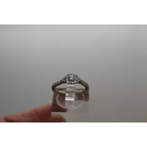 GABRIEL & CO Vintage Inspired 14k W.G. .23ctw DIAMOND HALO ring size 5.5
