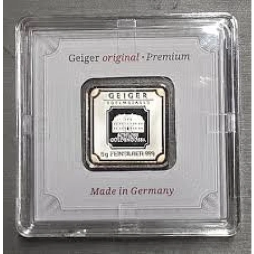 Geiger SILVER Bar  5 gram .999 Pure in Assay [DUPLICATE for #560617]