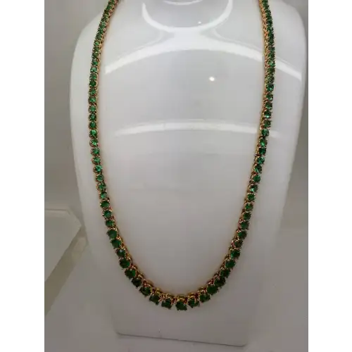 Gold Over .925 S.S. GRADUATING GREEN CZ TENNIS necklace 18