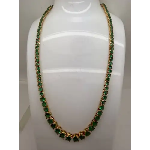 Gold Over .925 S.S. GRADUATING GREEN CZ TENNIS necklace 18