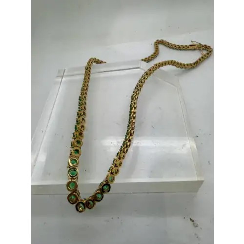 Gold Over .925 S.S. GRADUATING GREEN CZ TENNIS necklace 18