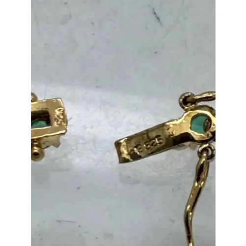 Gold Over .925 S.S. GRADUATING GREEN CZ TENNIS necklace 18