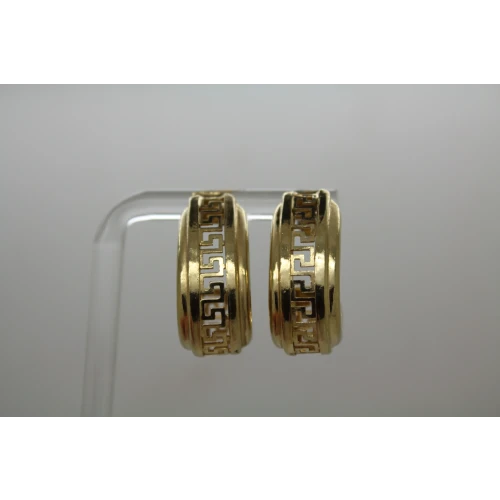 Gold Over .925 S.S. GREEK KEY CHUNKY HALF HOOP earrings