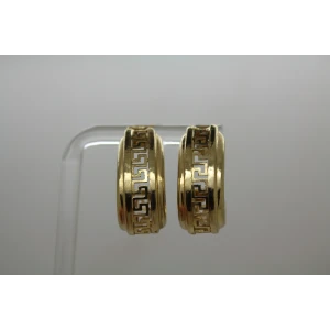 Gold Over .925 S.S. GREEK KEY CHUNKY HALF HOOP earrings