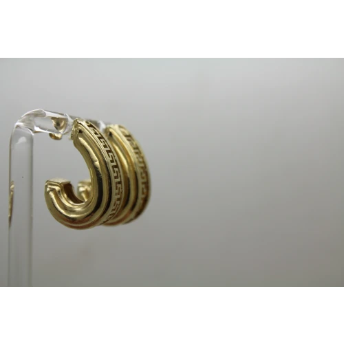 Gold Over .925 S.S. GREEK KEY CHUNKY HALF HOOP earrings