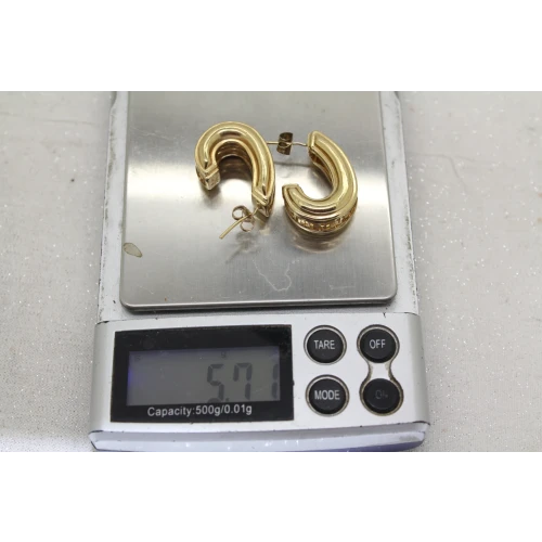 Gold Over .925 S.S. GREEK KEY CHUNKY HALF HOOP earrings