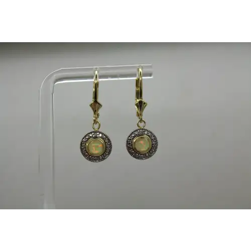 Gold over .925 S.S. OPAL HALO DANGLE earrings
