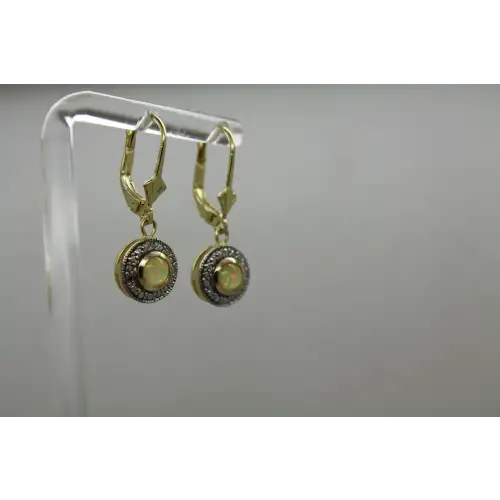 Gold over .925 S.S. OPAL HALO DANGLE earrings