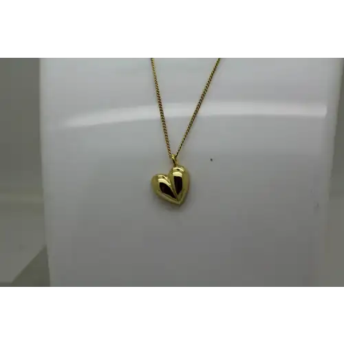 Gold over .925 S.S. PUFFY HEART pendant necklace 17