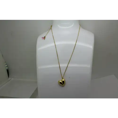Gold over .925 S.S. PUFFY HEART pendant necklace 17