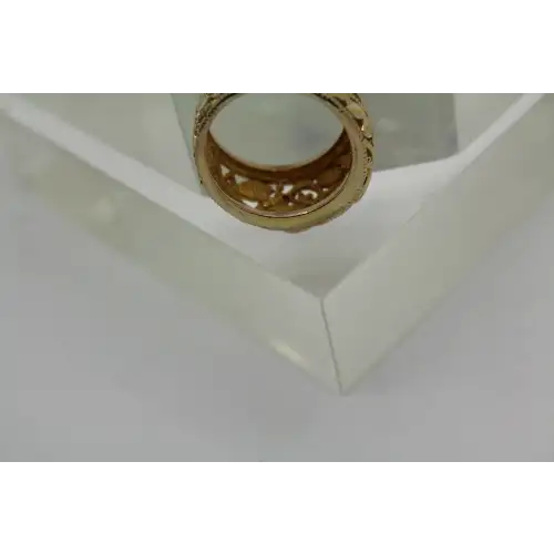 Gold Over .925 S.S. VINING LEAF DESIGN 11mm WIDE BAND size 7