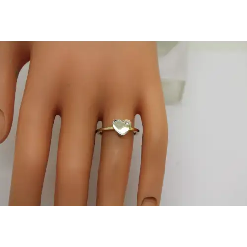 Gold Over .925 Sterling Silver CZ acc. HEART RING size 8 # (2)
