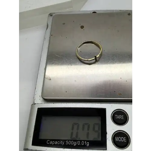 Gold Over .925 Sterling Silver SIDEWAYS CROSS RIBBED BAND ring size 5