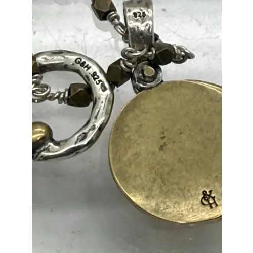 GRACE & HEART .925 AMULET MOON & BACK + Heart Circle NUGGET Necklace 17