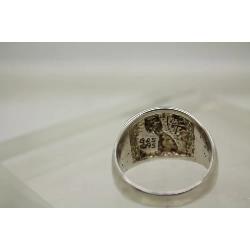 G&S .925 S.S. ENAMELED HOWLING WOLF DESIGN men's ring size 14
