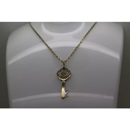 HENG NGAI HN gold over .925 S.S. DIAMOND SKELETON KEY necklace 18