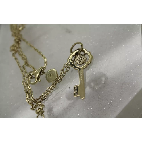 HENG NGAI HN gold over .925 S.S. DIAMOND SKELETON KEY necklace 18