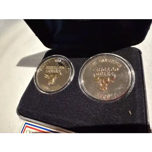 Highland Mint 1996 Chicago Bulls 2 Round Set 1 oz .999 Fine Silver Limited Edition (2)