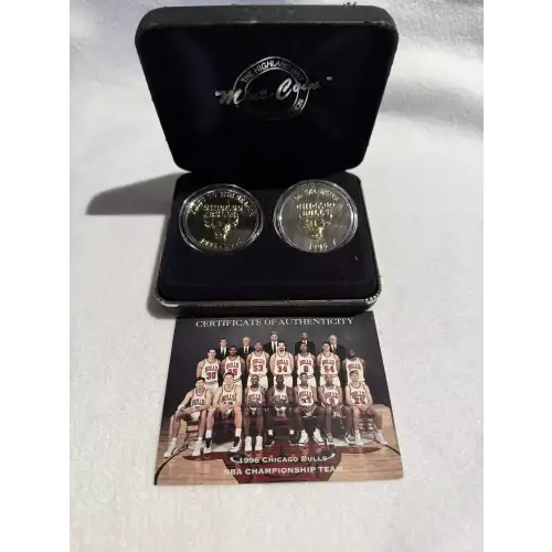 Highland Mint 1996 Chicago Bulls 2 Round Set 1 oz .999 Fine Silver Limited Edition (4)