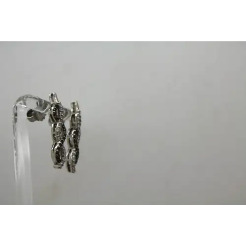 HN HENG NGAI .925 S.S. BLACK & WHITE CZ BRAIDED DESIGN earrings