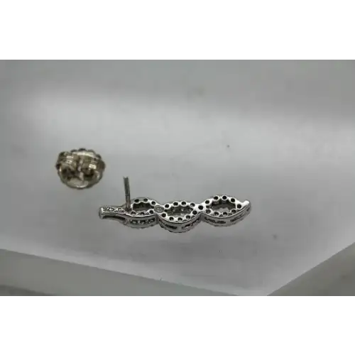 HN HENG NGAI .925 S.S. BLACK & WHITE CZ BRAIDED DESIGN earrings