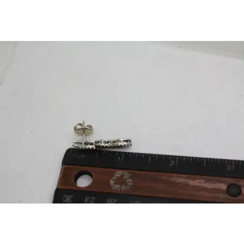 HN HENG NGAI .925 S.S. BLACK & WHITE CZ BRAIDED DESIGN earrings