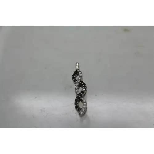 HN HENG NGAI .925 S.S. BLACK & WHITE CZ BRAIDED DESIGN pendant
