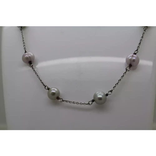 HONORA .925 S.S. Genuine FRESHWATER GREY & PINK PEARL necklace 18