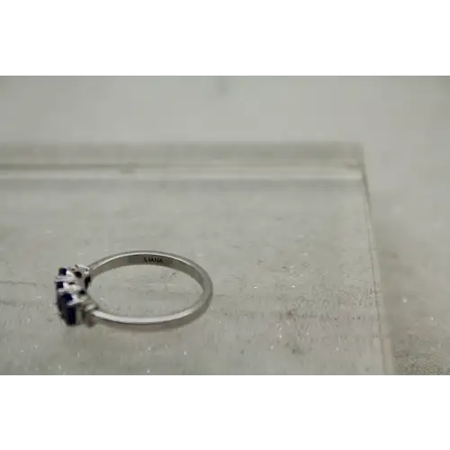 ILIANA 18k W.G. Oval Cut TANZANITE & DIAMOND 3 STONE ring size 10