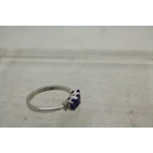 ILIANA 18k W.G. Oval Cut TANZANITE & DIAMOND 3 STONE ring size 10