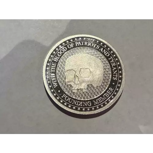 INFOWARS Alex Jones Founding Member 1 oz .999 Fine Silver Round Blood of Patriots Tree of Liberty Skull